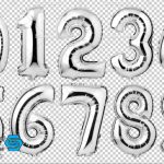 دانلود بادکنک های فویلی نقره ای و طلایی اعداد و حروف